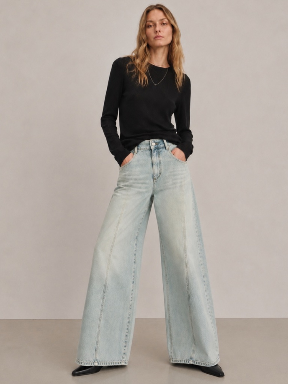 MSBEAST High Rise Wide Leg Palazzo Jeans YXS
